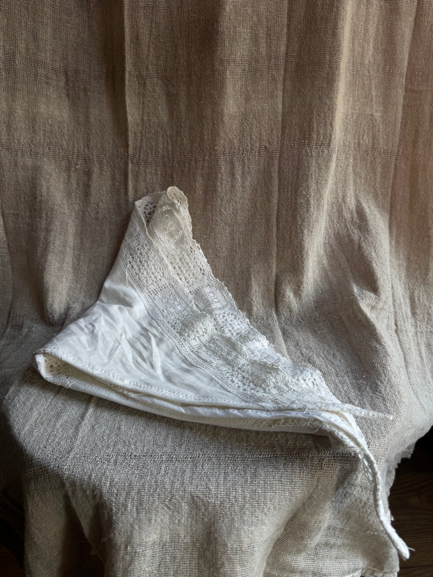 Handmade Vintage Linen Scarf – One of a Kind Everyday Heirloom