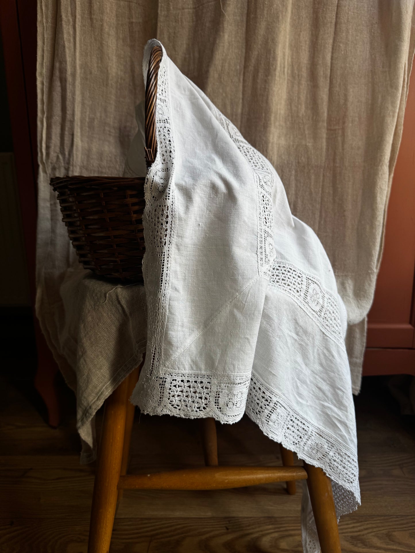 Handmade Vintage Linen Scarf – One of a Kind Everyday Heirloom
