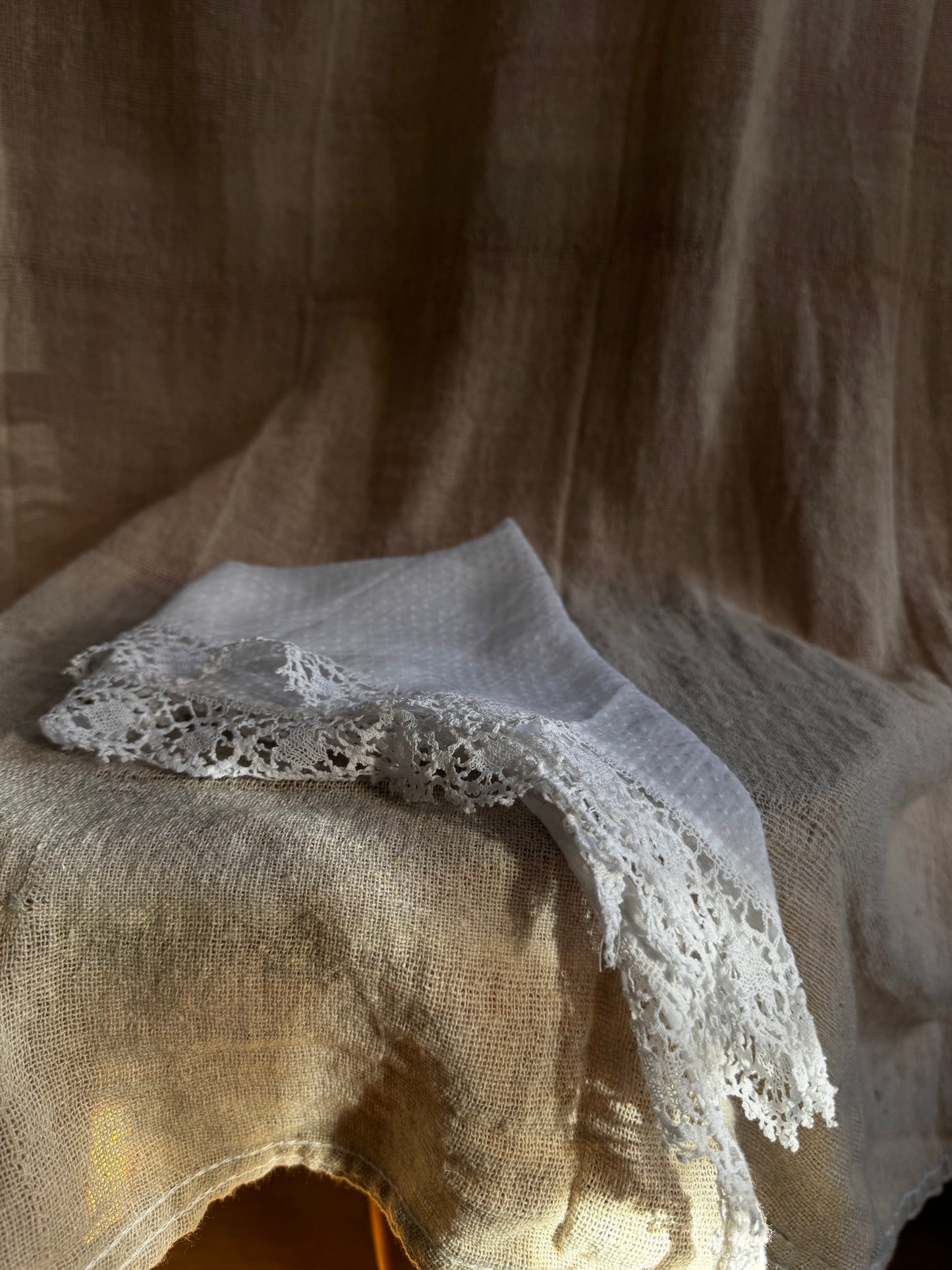 Small Handmade Vintage Lace Scarf – One of a Kind Everyday Heirloom
